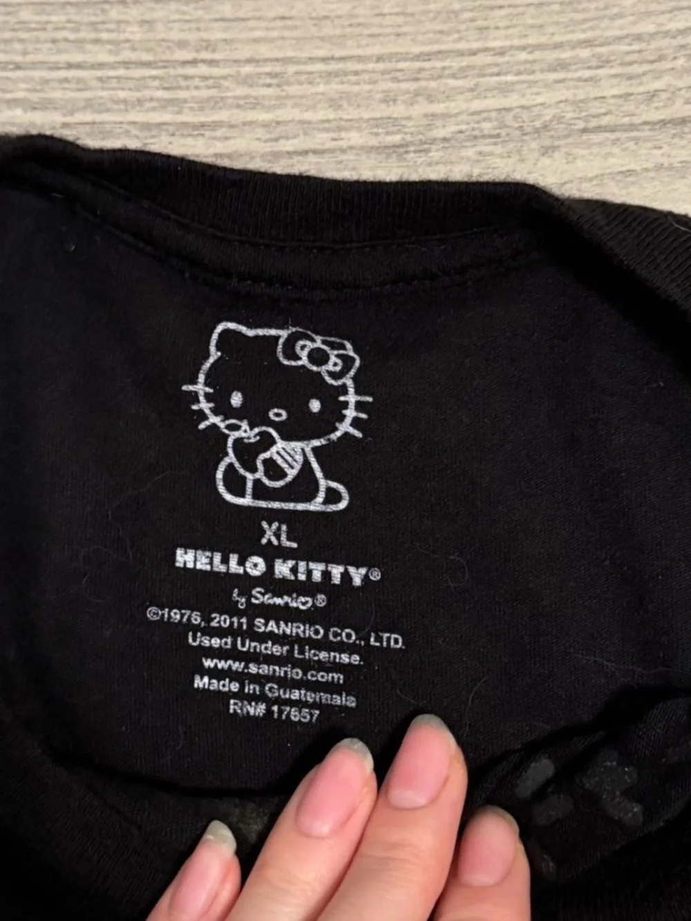 Hello Kitty Black Tee with Gold and Silver Glitter Spiderwebs